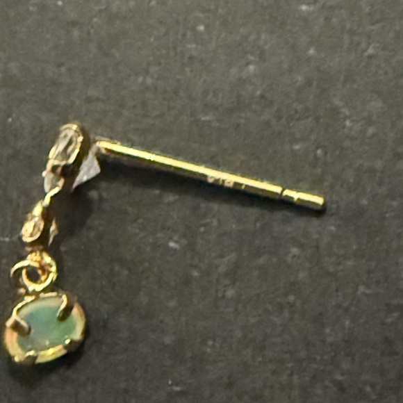 🚫SOLD🚫 18K Solid Gold Moonstone and Topaz Dangle Earrings Dainty - Picture 6 of 7